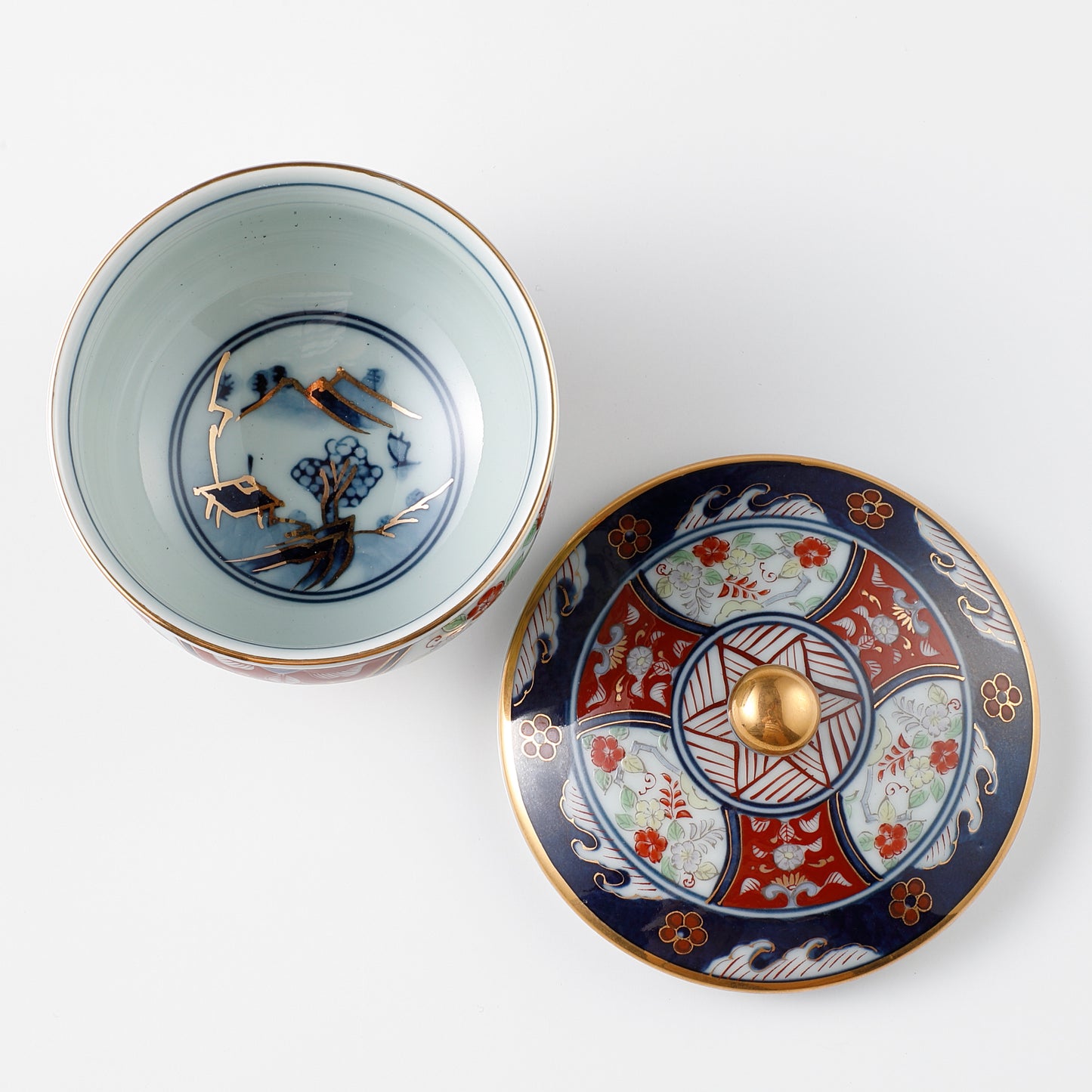 KOIMARI FUJIBANA Kumidashi Green Tea Cup with Lid