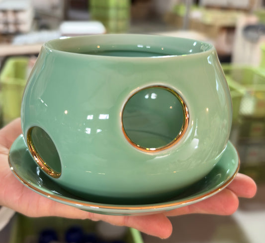 茶香炉(お茶の色x金)　カソレット　H8.9cm