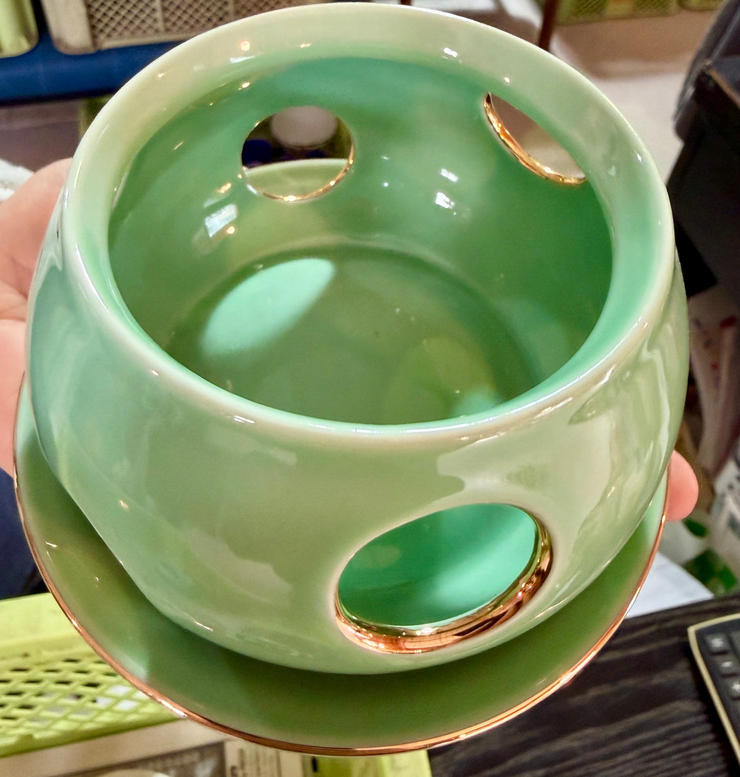 茶香炉(お茶の色x金)　カソレット　H8.9cm