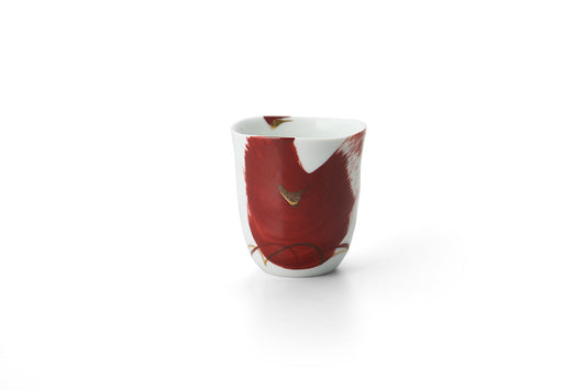 Red-brushed deformed large cup