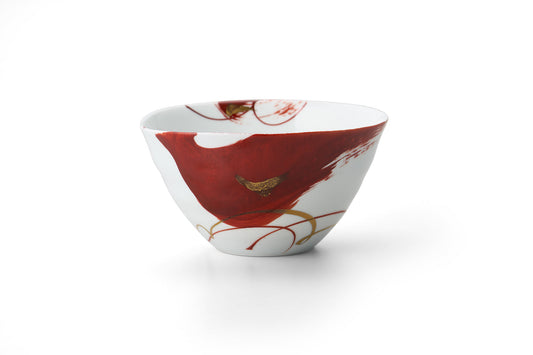 Red-brushed deformed 4" dish.