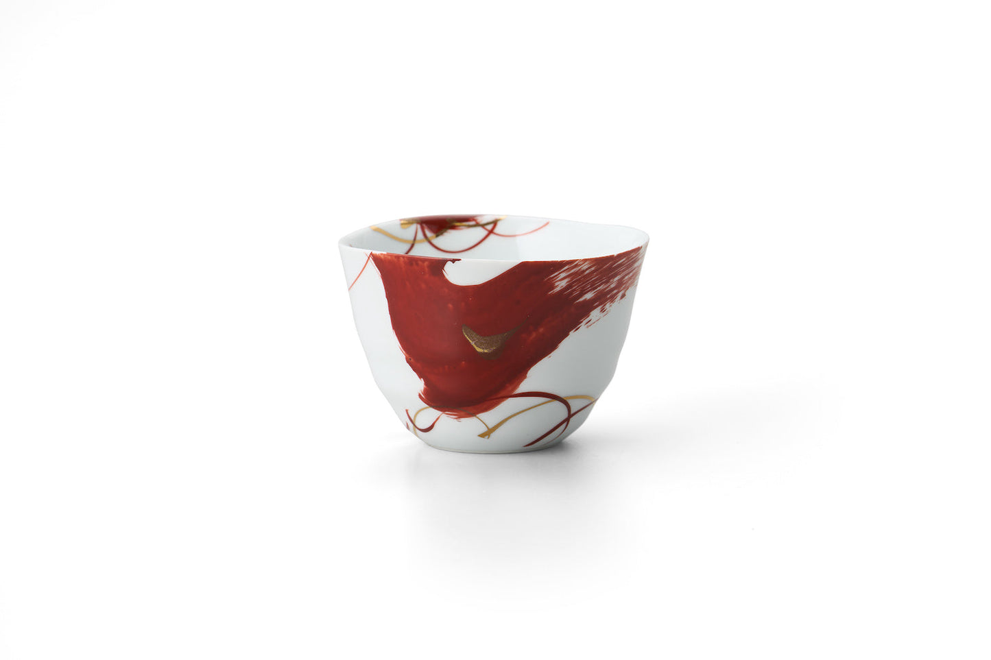 Red-brushed deformed midium tea cup