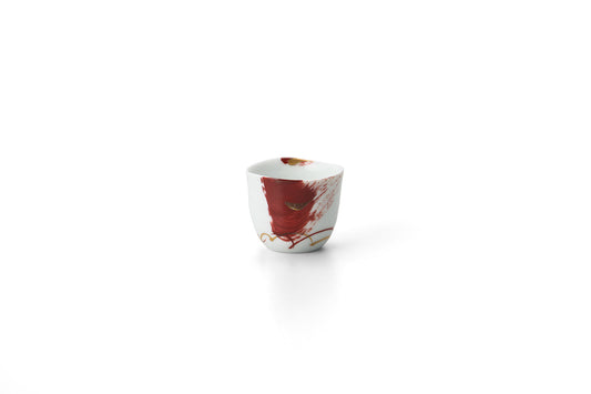 Red-brushed reformed sake cup