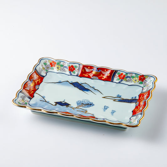 KOIMARI FUJIBANA Yakizara Plate (21.2x13.8cm)